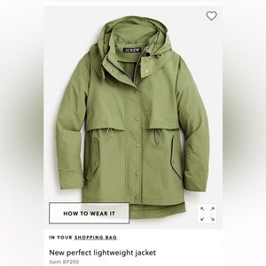 New J.Crew perfect lightweight jacket in Olive XL